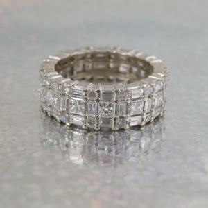 Stunning wide 14k white gold Eternity band